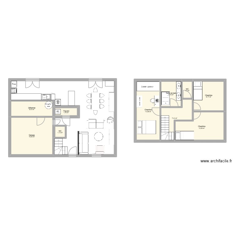 maison Monchy existante. Plan de 10 pièces et 75 m2