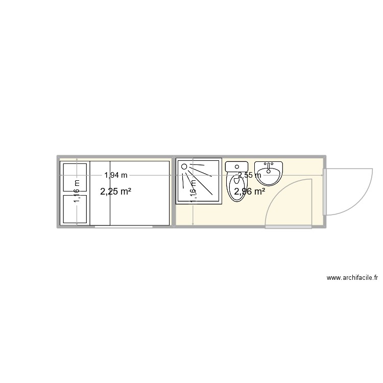 ext base 1 5m2. Plan de 2 pièces et 5 m2
