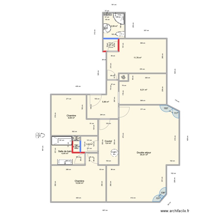 BELTRANO. Plan de 14 pièces et 99 m2