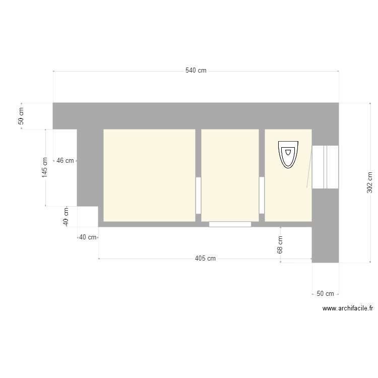 SDB1. Plan de 3 pièces et 7 m2