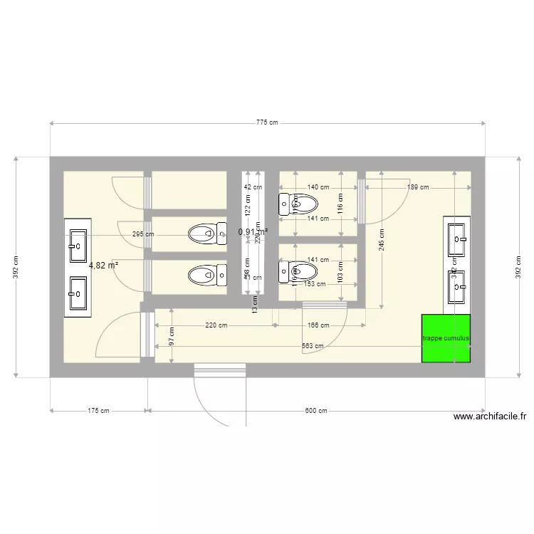 sanitaires galerie 57. Plan de 