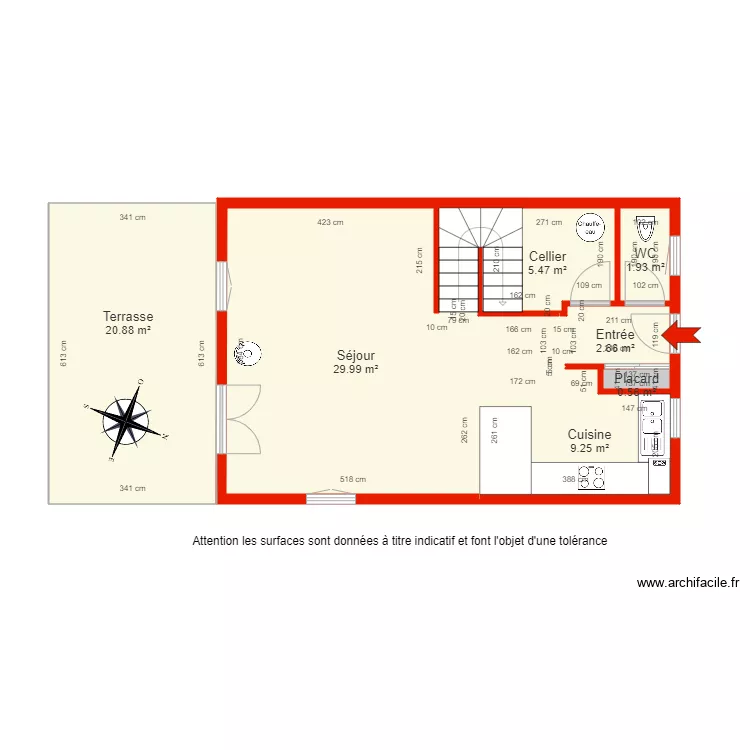 BI 5722 rdc c&ocirc;t&eacute;. Plan de 