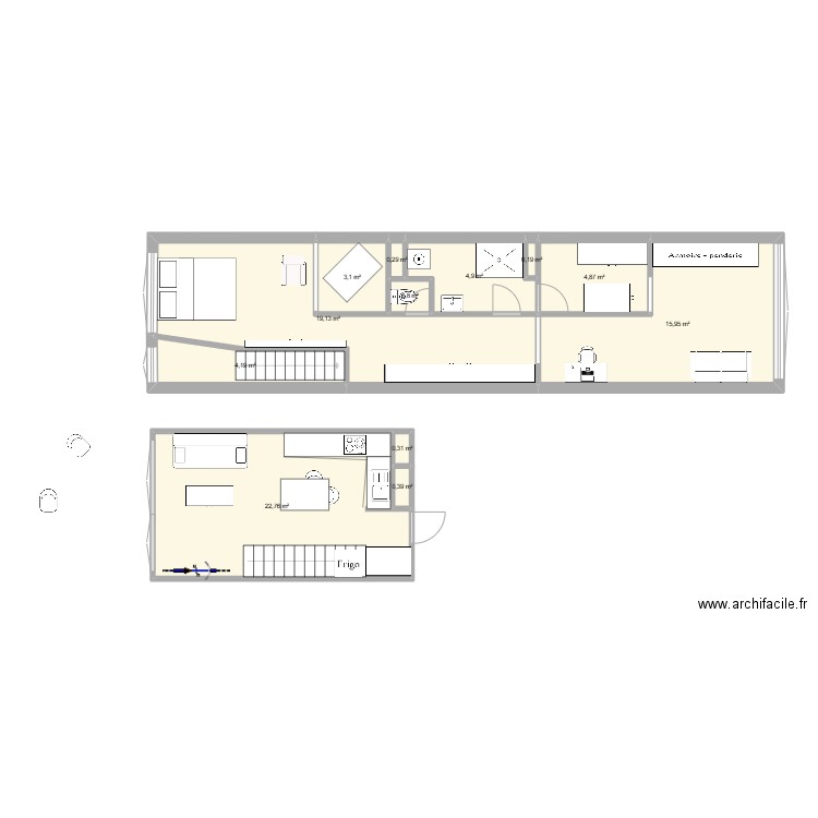 appart 443 étage futur. Plan de 12 pièces et 77 m2