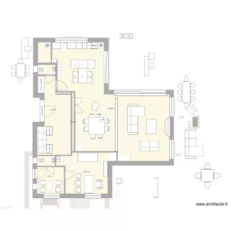 cuisine num&eacute;ros. Plan de 