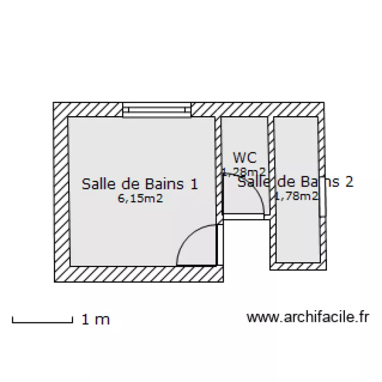Salle de Bains   WC. Plan de 