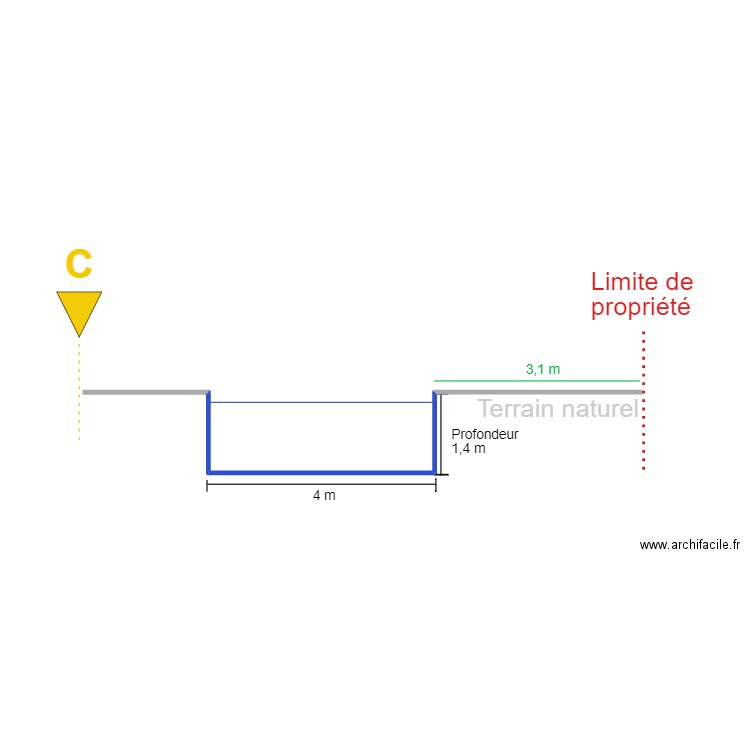 PC 3 coupe C projet. Plan de 0 pièce et 0 m2