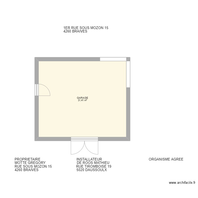 fumal GARAGE. Plan de 1 pièce et 31 m2