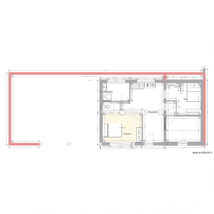 maison petite 22. Plan de 1 pièce et 12 m2