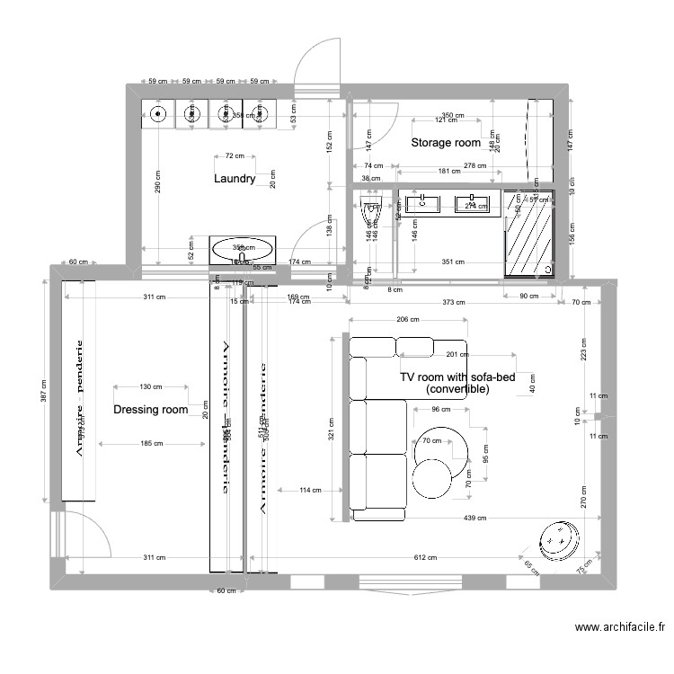 basement. Plan de 4 pièces et 68 m2