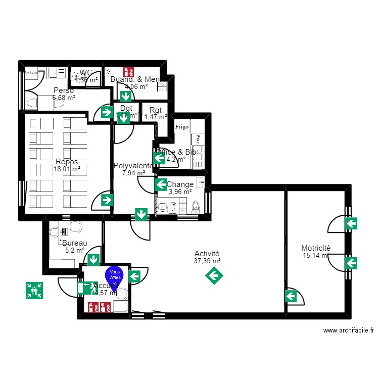 Salomon Suresnes 92150 Projet JORDAN VArL 171122 1835 evac. Plan de 13 pièces et 111 m2