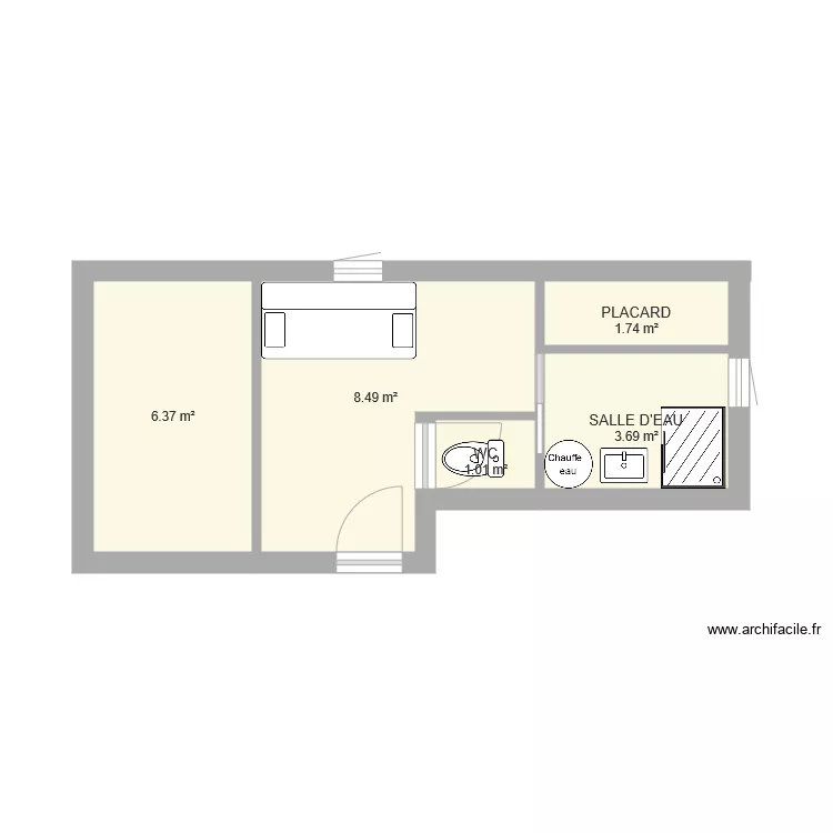 salle eau Olonne. Plan de 