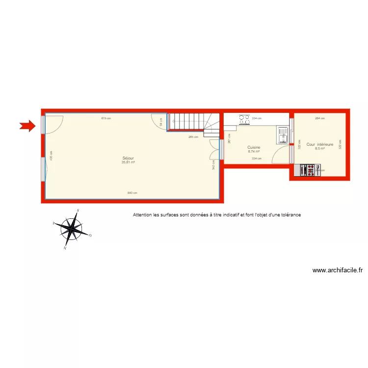 BI 5725 JM rdc cot&eacute;. Plan de 