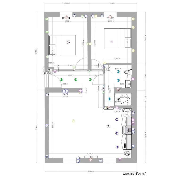 Algrange F3 Elec. Plan de 3 pièces et 54 m2