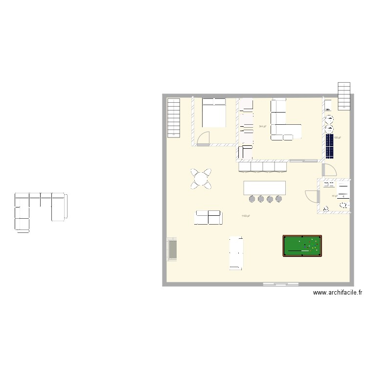 sous sol deux escalier. Plan de 0 pièce et 0 m2