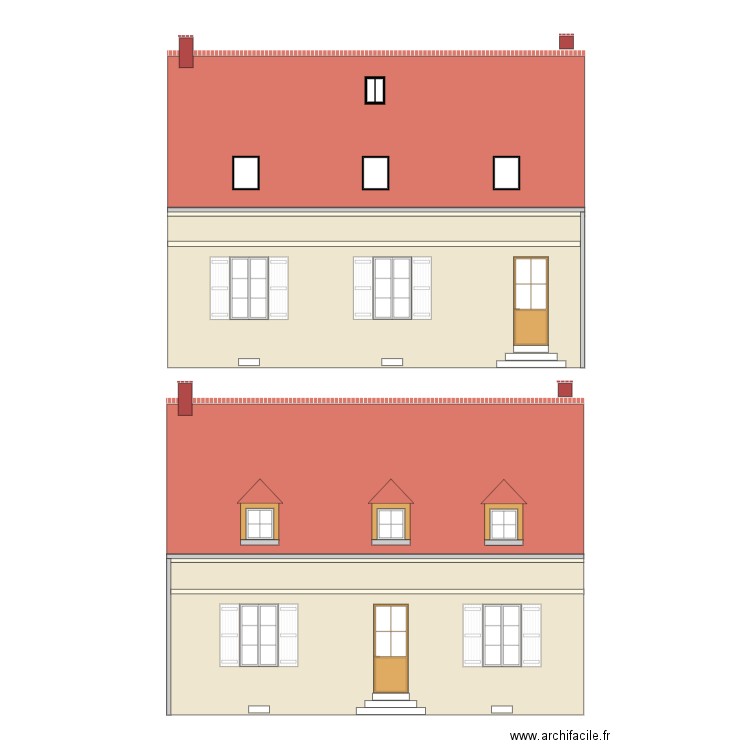 façades. Plan de 0 pièce et 0 m2