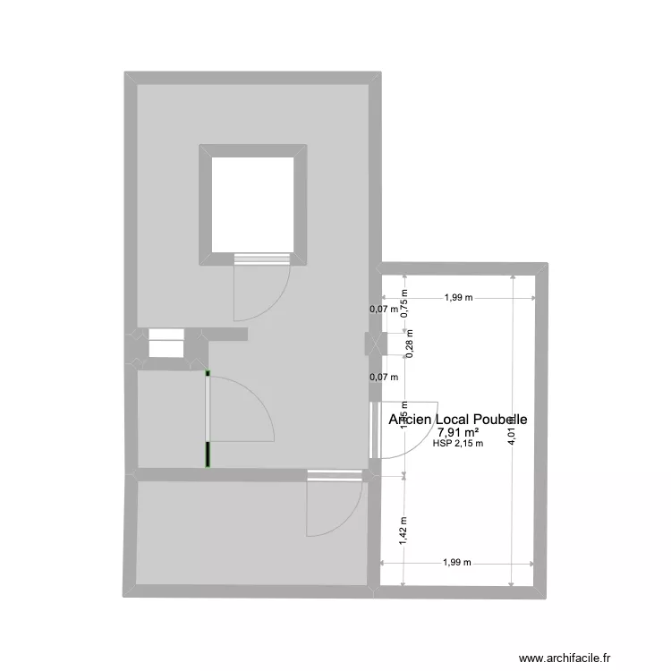 Local Poubelle PORTE EXISTANTE. Plan de 