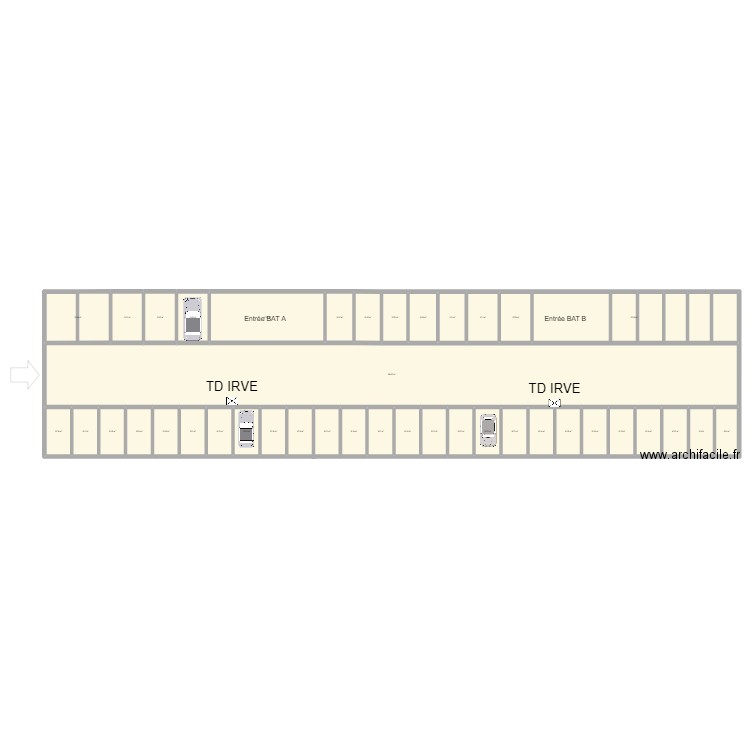 Parking. Plan de 40 pièces et 906 m2