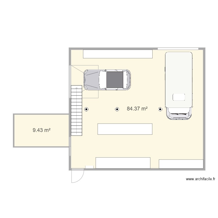 plan hangar v1. Plan de 2 pièces et 94 m2