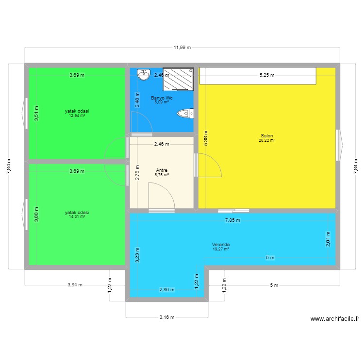 ahmet ev 3. Plan de 6 pièces et 88 m2