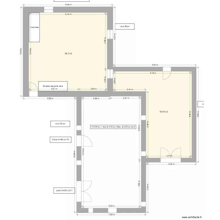 RDC habitation et Grange. Plan de RDC habitation et Grange. Plan de