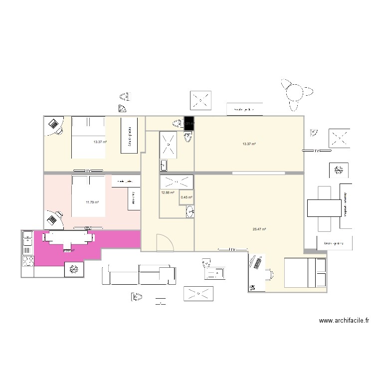 Crimée 2 pièces et 2 chambres. Plan de 0 pièce et 0 m2