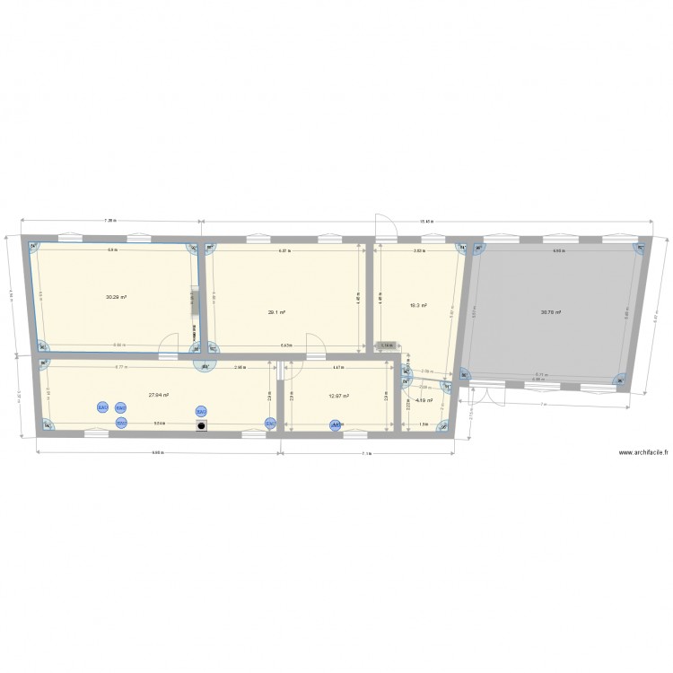 PLAN ETAGE SACRE COEUR ETAT INITIAL sans meubles et sans cloisons PLAN 3 BIS. Plan de 0 pièce et 0 m2