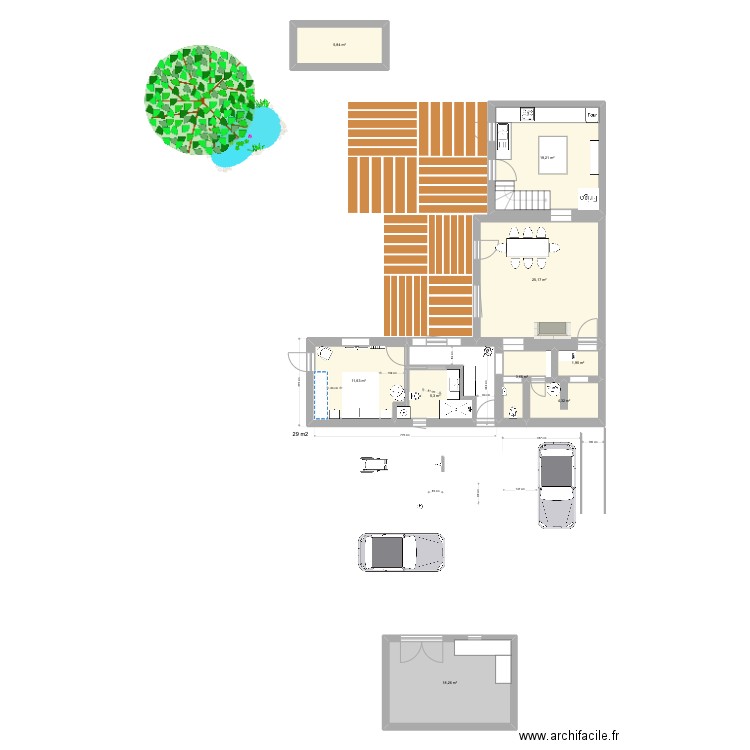 choix 1 Extension prolongation petite maison_carré. Plan de 9 pièces et 95 m2