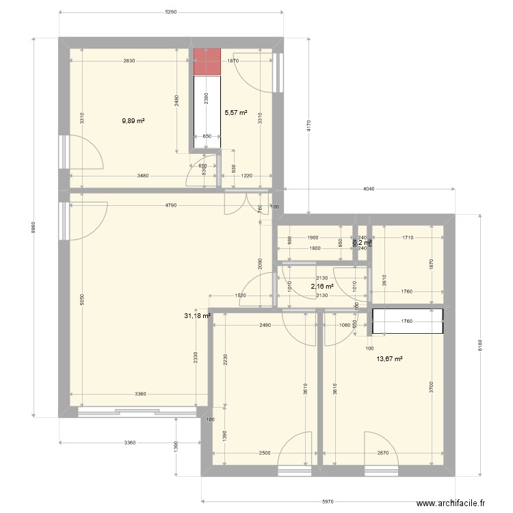 APPART PASCALE. Plan de 6 pièces et 63 m2