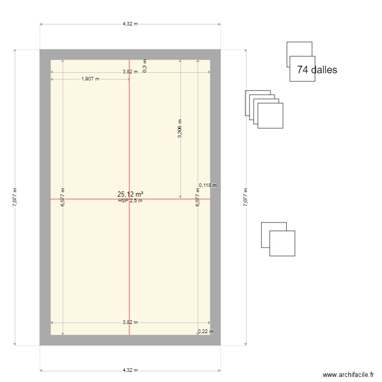 atelier sol 5 4  2023. Plan de 1 pièce et 25 m2