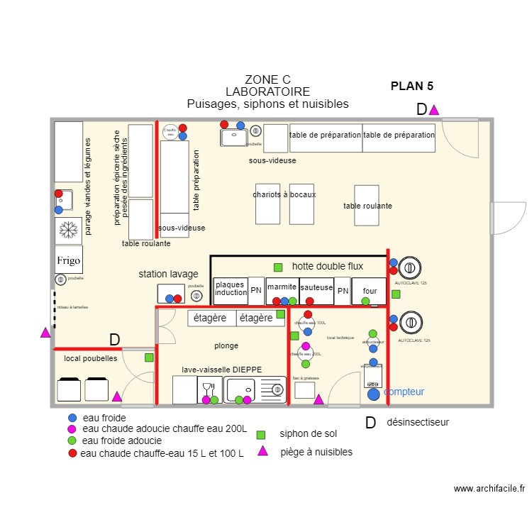 ZONE C plan 5 points puisage et siphons  210219 . Plan de 0 pièce et 0 m2