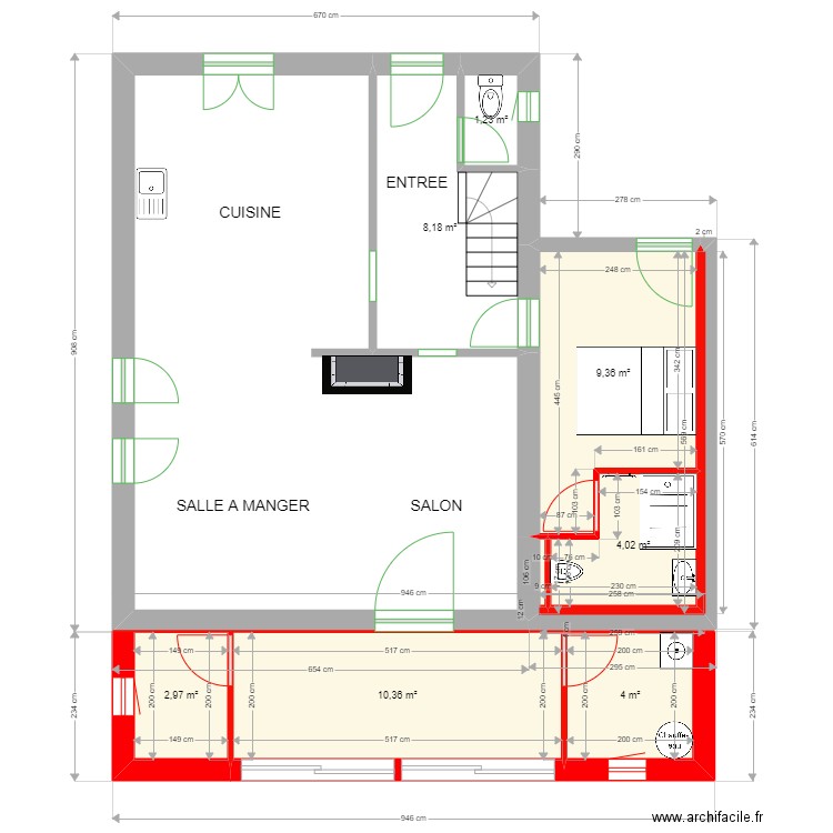 CASTEX MAISON COTE rev 2. Plan de 9 pièces et 81 m2