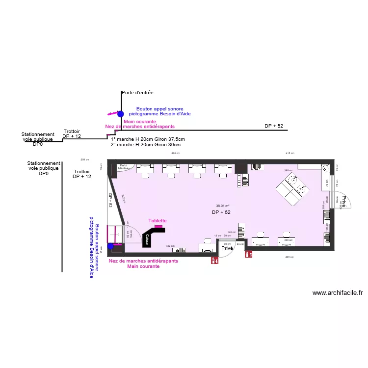 CATHY COIFFURE APRES TRAVAUX. Plan de 