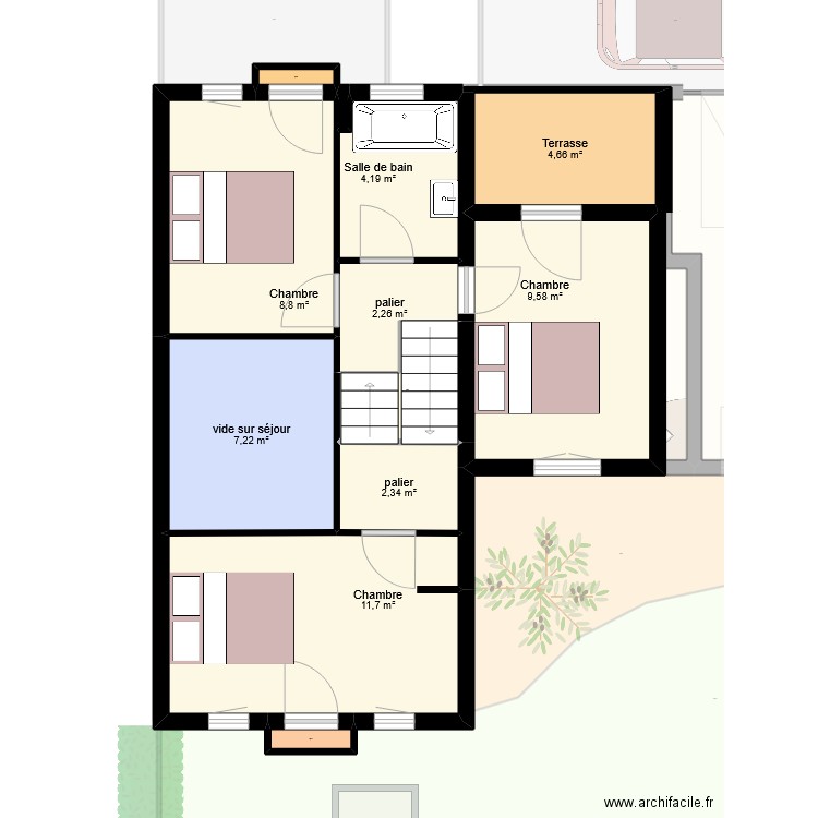 RENAUD. Plan de 27 pièces et 258 m2