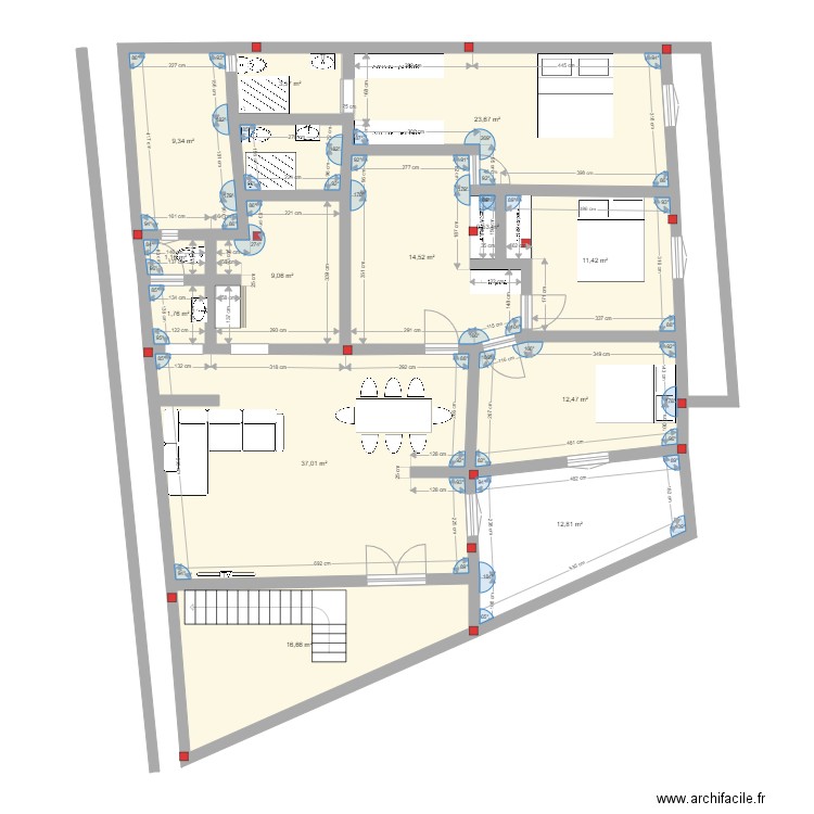 plan enfidha v.2. Plan de 14 pièces et 160 m2