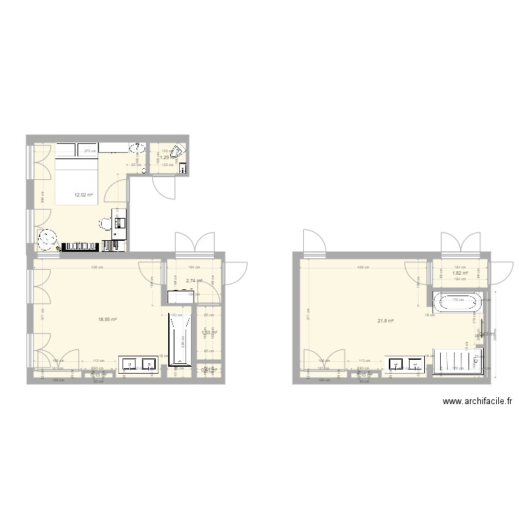 Chambre parentale aménagé. Plan de 0 pièce et 0 m2