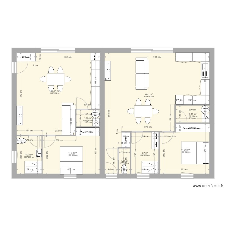 Plan maison mitoyenne. Plan de 0 pièce et 0 m2