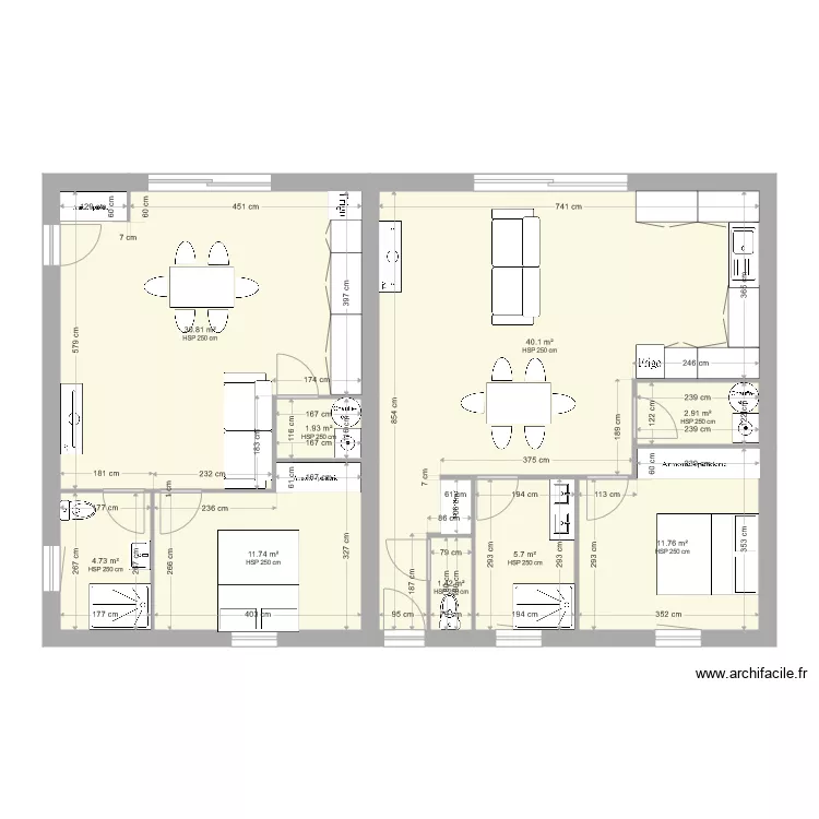 Plan maison mitoyenne. Plan de 