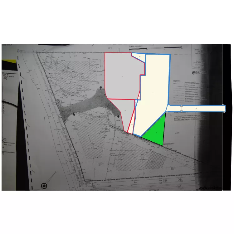 PLAN BORNAGE SIGNATURE LIMITE bleu LOT 366 et LIMITE ROUGE 360. Plan de 