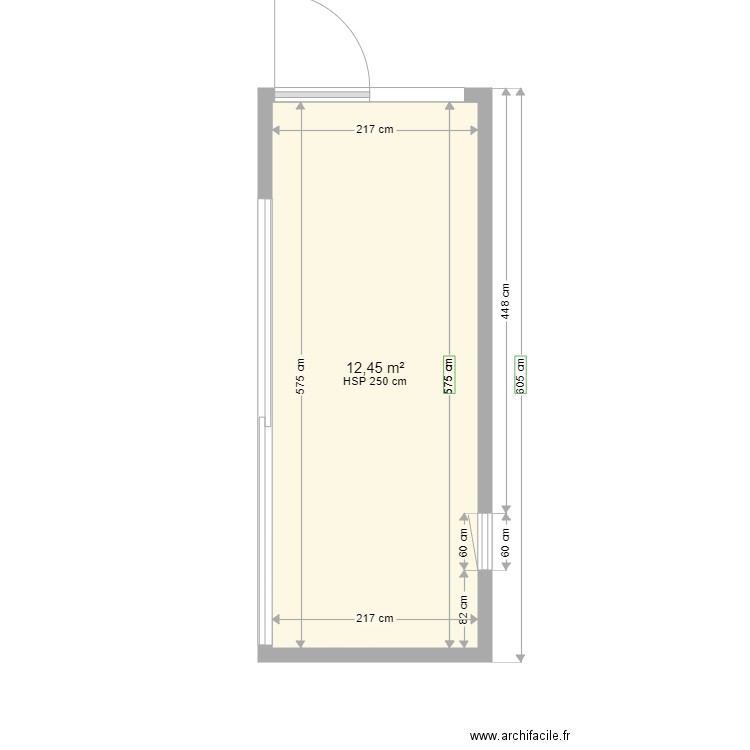 Plan type un container 20 pieds. Plan de 1 pièce et 12 m2