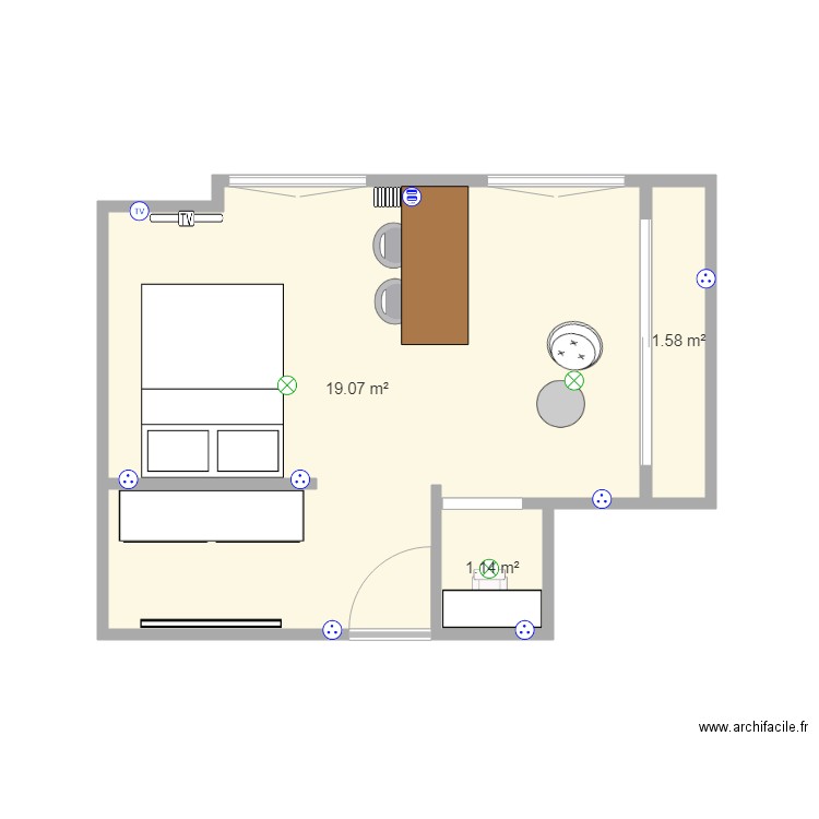 ancienne chambre . Plan de 0 pièce et 0 m2