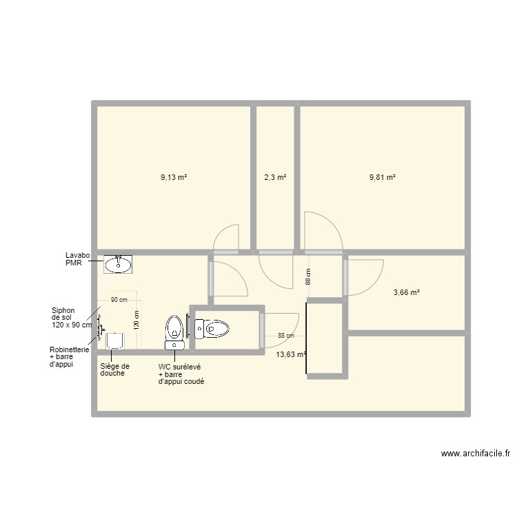 Bonneaux SDB projet 2. Plan de 0 pièce et 0 m2