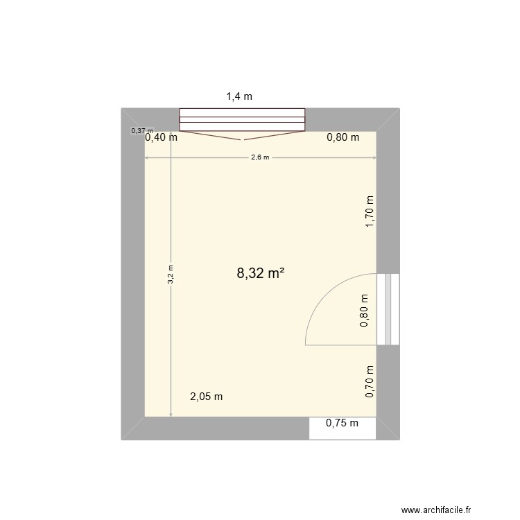 cuisine brignoud. Plan de 1 pièce et 8 m2