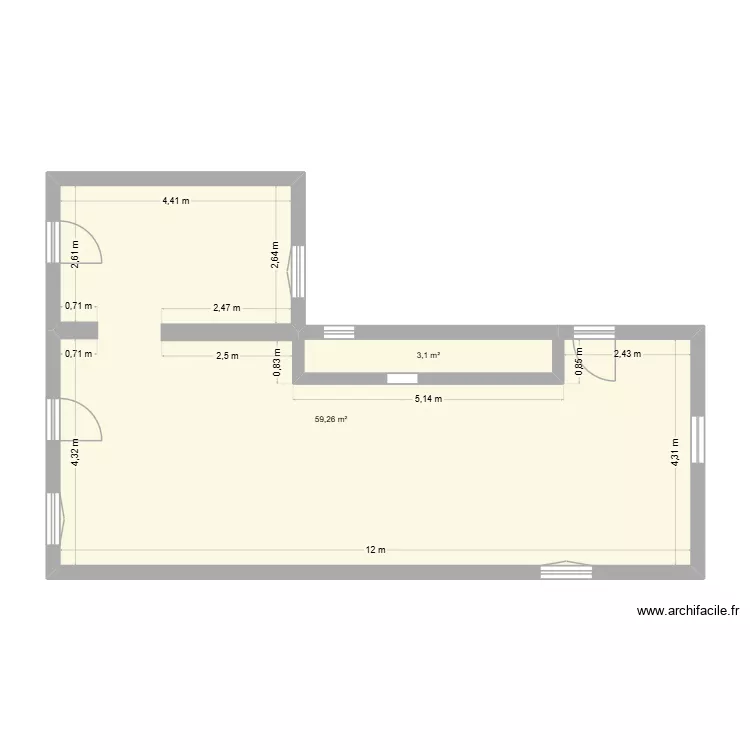 maison principal. Plan de 2  et 62 m²