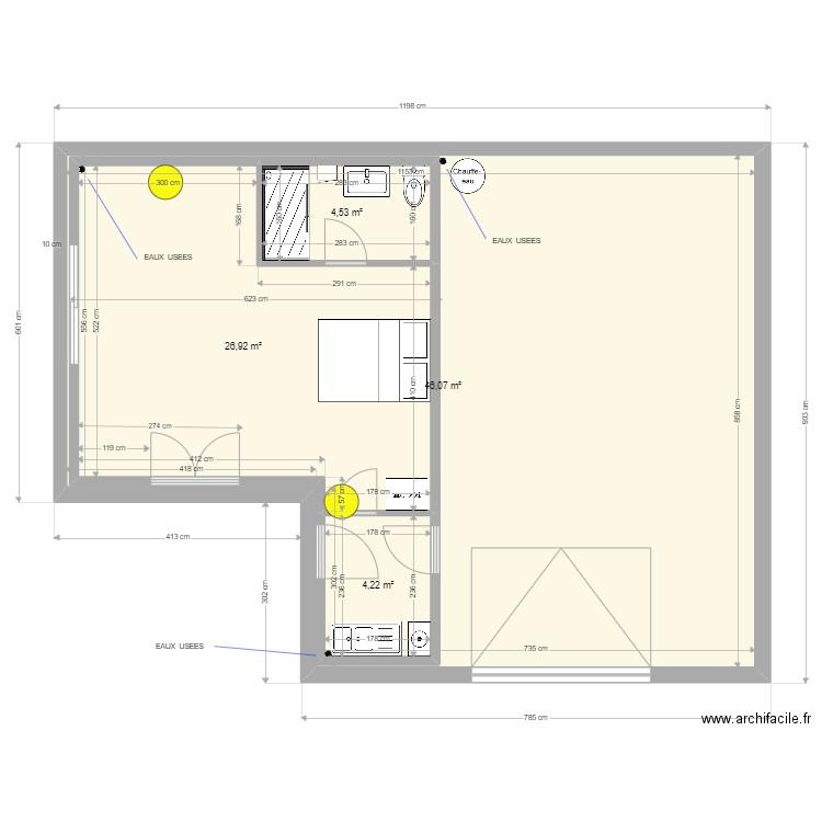 plan avec cote PORTES ET CLOISON COTES II. Plan de 4 pièces et 122 m2