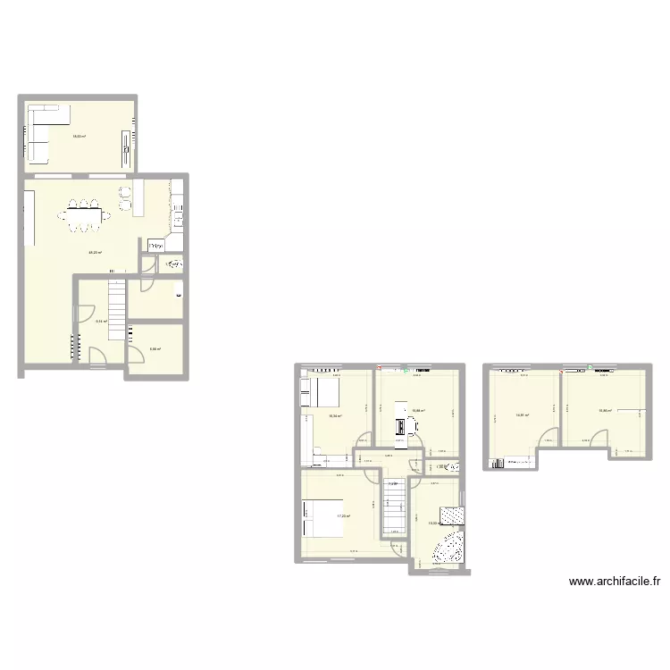 Projet chambres 2. Plan de 13  et 182 m²