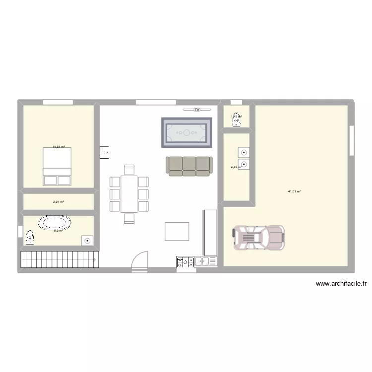 plan rdc. Plan de 6  et 69 m²