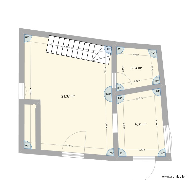 place eglise. Plan de 3 pièces et 31 m2