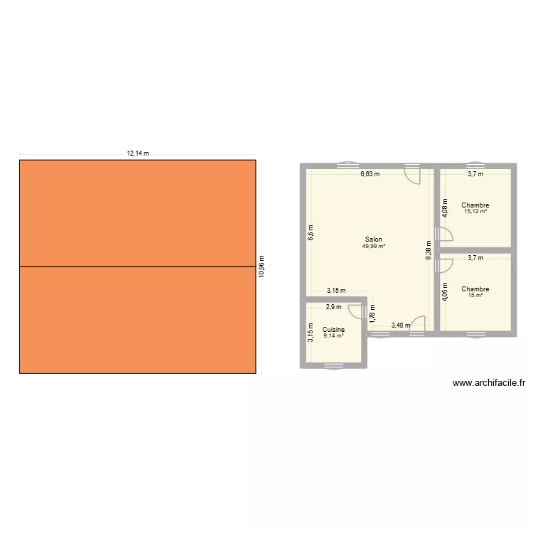 PLAN DE LA CASE. Plan de 4 et 89 m² PLAN DE LA CASE. Plan de 4 et 89 m²