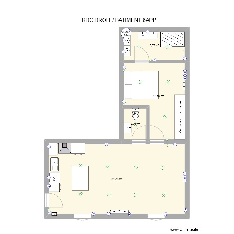 RDC DROIT / BAT6. Plan de 4 pièces et 52 m2