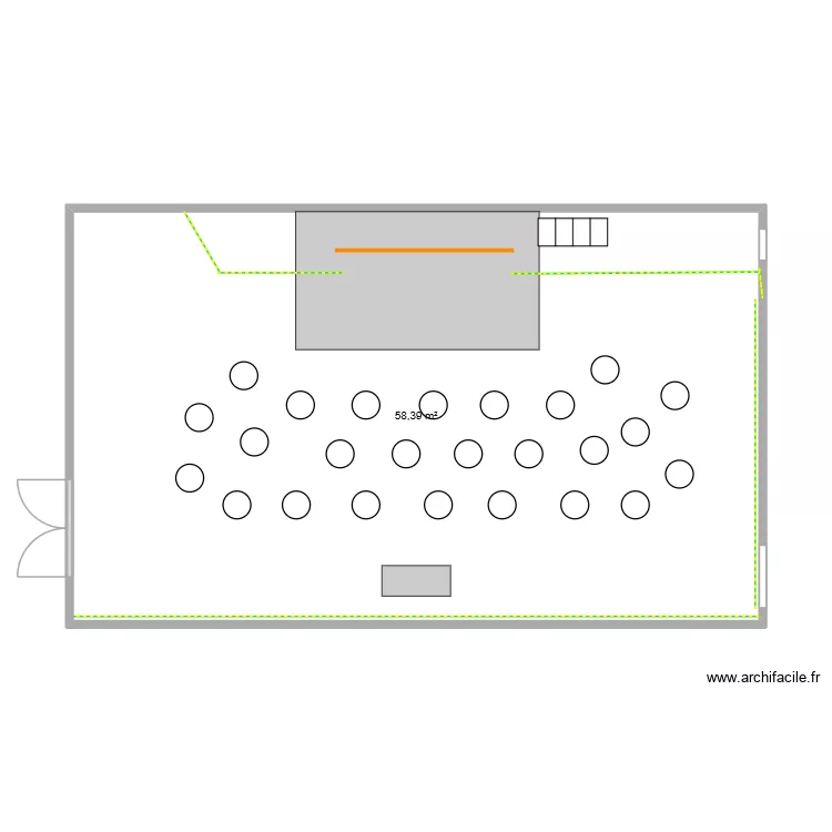 cabaret th&eacute;&acirc;tre. Plan de 1  et 58 m²